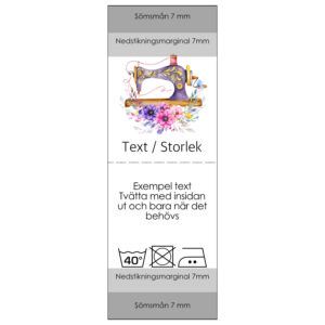 Storlek- och tvättrådsetiketter - Symaskin Rosa