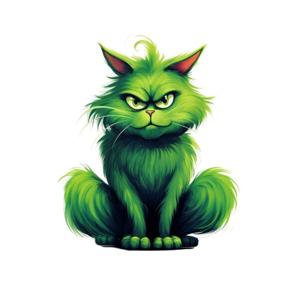 DTF Transfer Green Christmas Cat