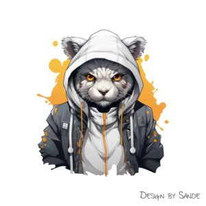 Cat with gray jacket