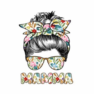 Transfer Flower Mom Life Messy Bun Hair Sunglasses