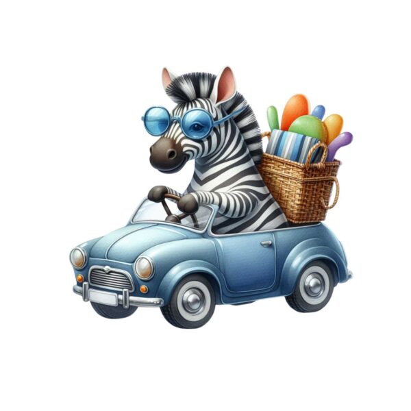 DTF Transfer Maskot djur i bilen - Zebra N:o1