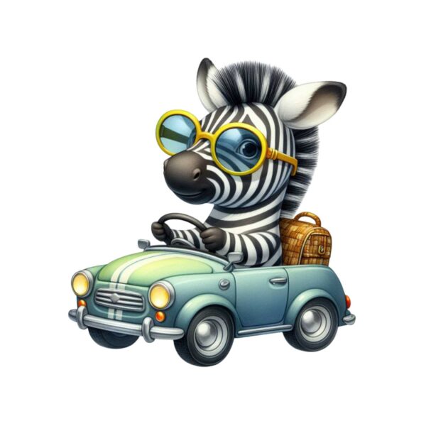 DTF Transfer Maskot djur i bilen - Zebra N:o3