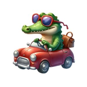 DTF Transfer Maskot djur i bilen - Krokodil N:o1